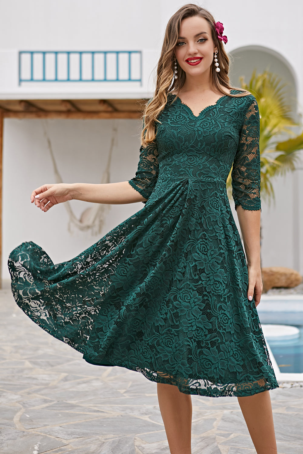 green lace dress
